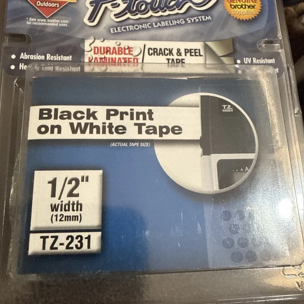 New‎ Brother P-touch TZe-231 Black on White Tape 1/2